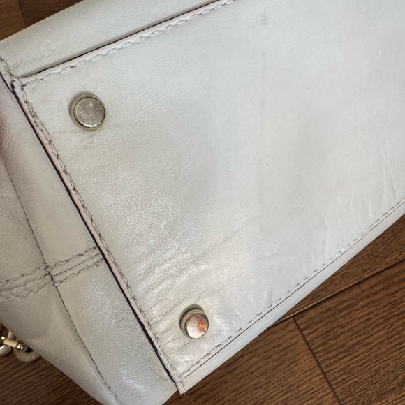 Kate Spade Beige linen  and White Leather Satchel - Picture 5 of 15